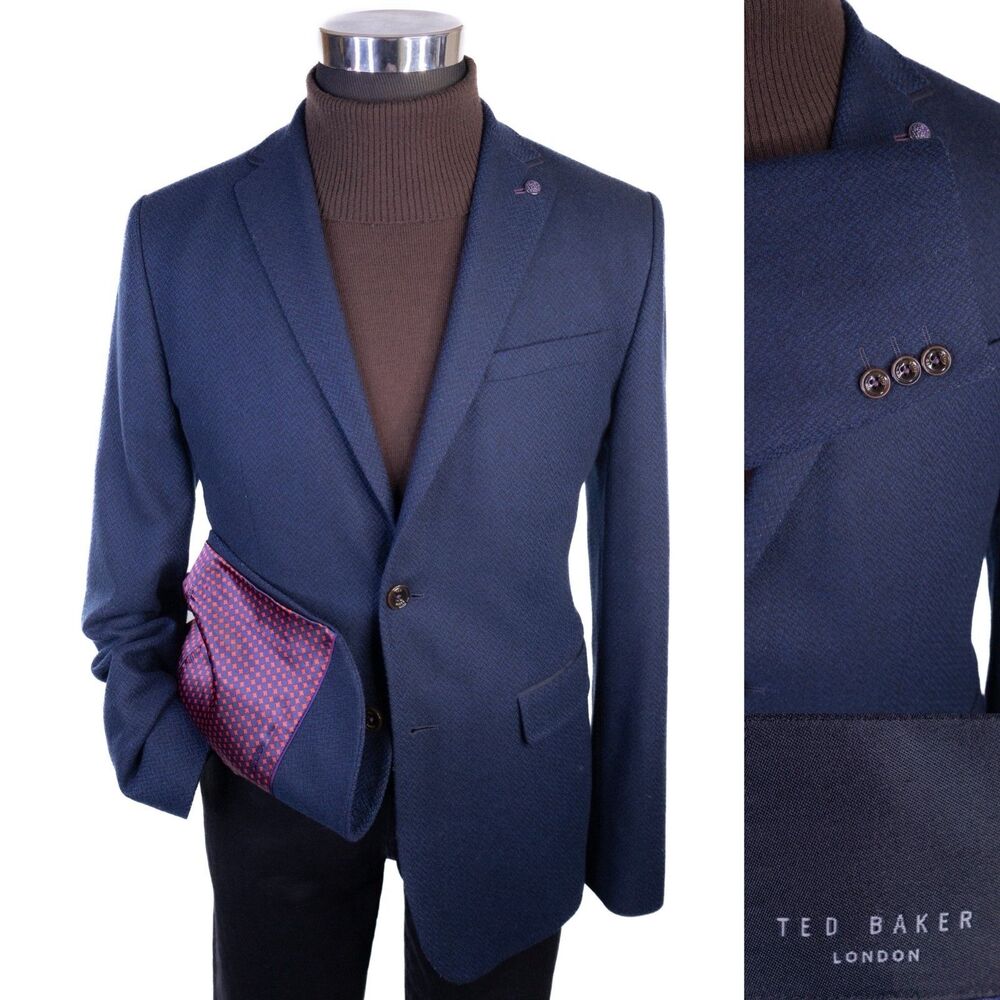 TED BAKER LONDON Blazer Sport Coat Sz 4 (40R) Wool Blend *Awesome* Lining